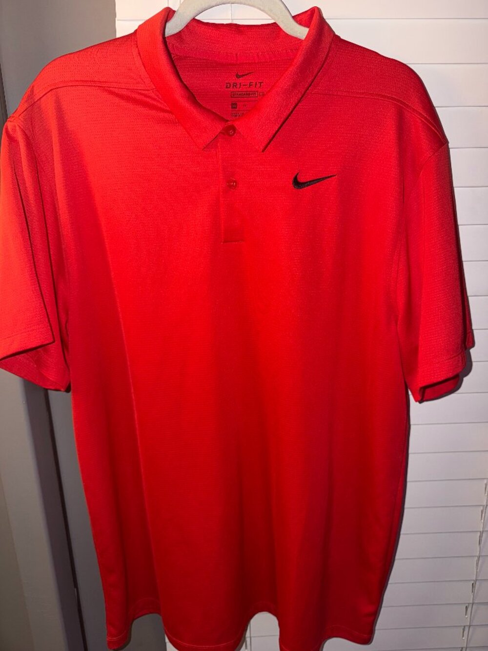 Nike Golf Dri-FIT Polo Men's XL Red Black Swoosh Performance Golf Shirt